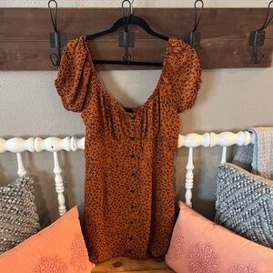 Trixxi Rust Orange and Black Leopard Print Dress
